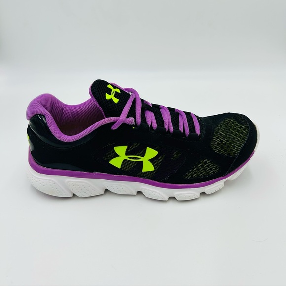Under Armour Micro G Assert 5 Trainers Black and Purple Women Size 8.5 - Picture 3 of 11